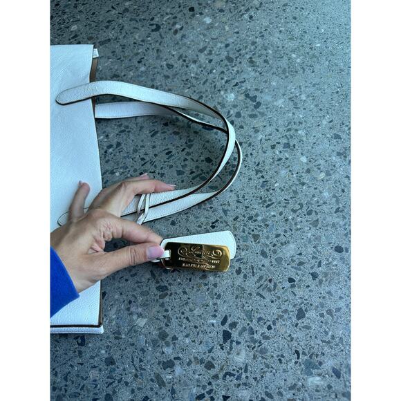 Ralph Lauren Women's Bag White Laser Cut Tote Bag Faux Leather With Pouch - Picture 2 of 3